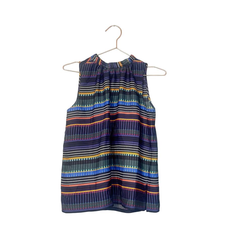 Loft multicolor striped blouse size XSP with tie around neck